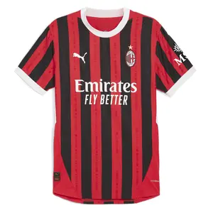 PUMA Mens Ac Milan Home Authentic Crew Neck Short Sleeve Jersey Casual - Red