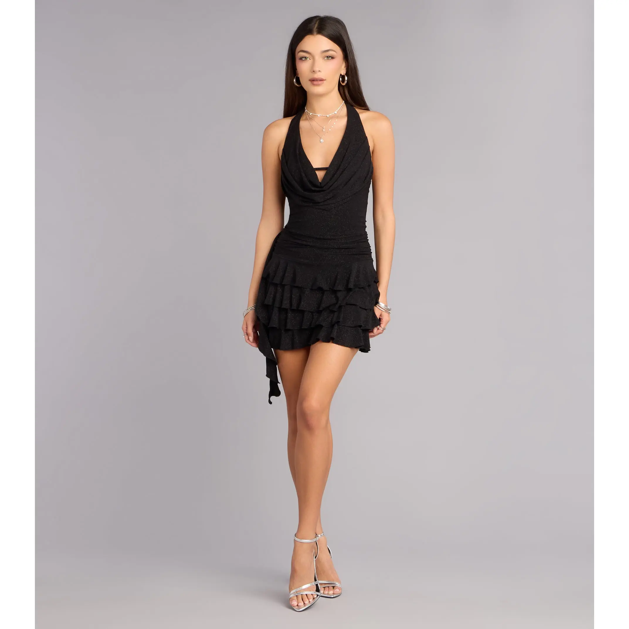 Late Night Sparkle Glitter Knit Mini Dress