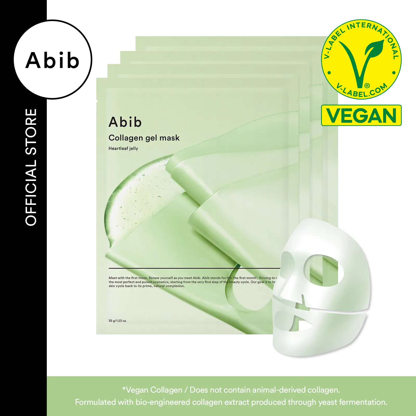[Abib Official] Vegan Collagen Hydrogel Sheet Face Mask with Heartleaf & Hyaluronic Acid (4P) - Collagen Facial Mask for Glowing Skin, Pore Care, Soothing Overnight Korean Skincare, Overnight Face Masks