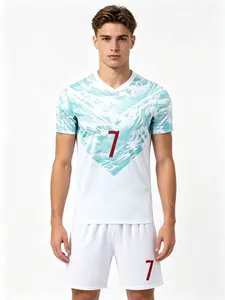 New Football Kit Set, Uefa Champions League Fan Gear, Men's Sports, Short Sleeve Shirt, Shorts, Training Wear, Match Dress, Soccer Equipment