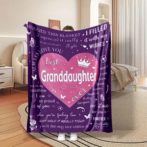Letter Pattern Granddaughter Themed Blanket, Slogan Print Blanket, 1 Count Soft Warm Throw Blanket, Air-conditioned Room Blanket, Warm Nap Blanket for Home Office Travel
