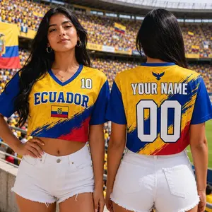 Personalized Ecuador Soccer Crop Top Jersey, Custom Festival Shirt HC3