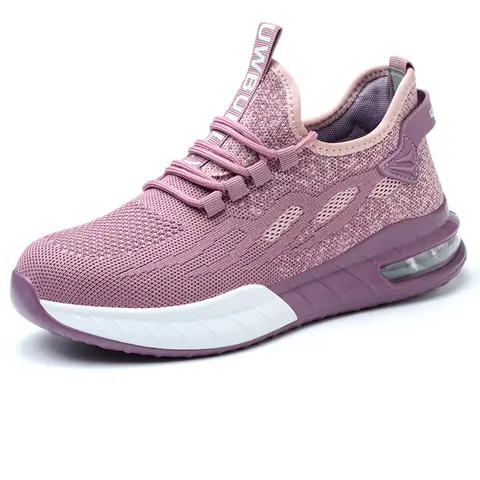 Women's Mesh Breathable Lightweight Vandal-proof Steel Head safety Shoes, Cushioning Comfort Anti-slip and Abrasion Resistance Work Shoes, Fashionable Shoes for Daily Wear, Steel Toe Sneakers, Nonslip Work Shoes