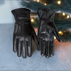 MRX Ladies Warm Winter Dress And Work Gloves Thermal Lining Genuine Black Leather Multipurpose Hand-Warming for Women