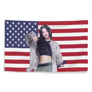 New Hanni Bunnie USA Kpop American Flag Patriotic Tiktok Meme Trendy Room Tapestry Fanmade Subtle Kpop Merch World Tour 2024