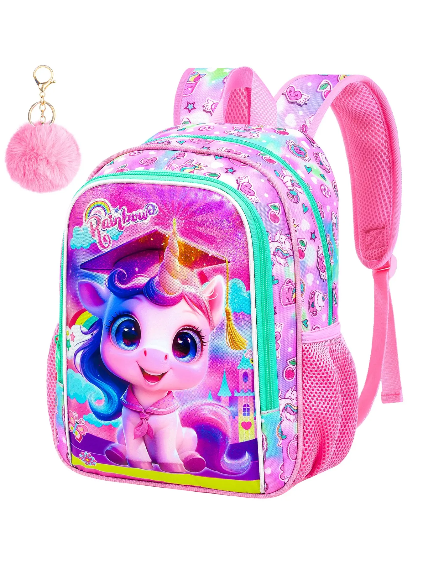 Toddler Backpack for Girls, 13" Cute unicorn Preschool Bookbag, Casual Printed Backpack, Kawaii Backpack, Cute Rainbow Bag, Iris Rainbow Bags
