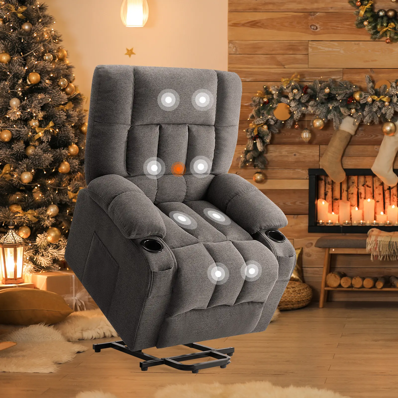 【Deal】Adjustable Fit Body-Friendly Recliner Chair - Cozy Reading Lounge Chair with Lumbar Support, Remote Control, 3 Massage Modes, Cup Holders, Vibration Points, Cozy Reading Chair