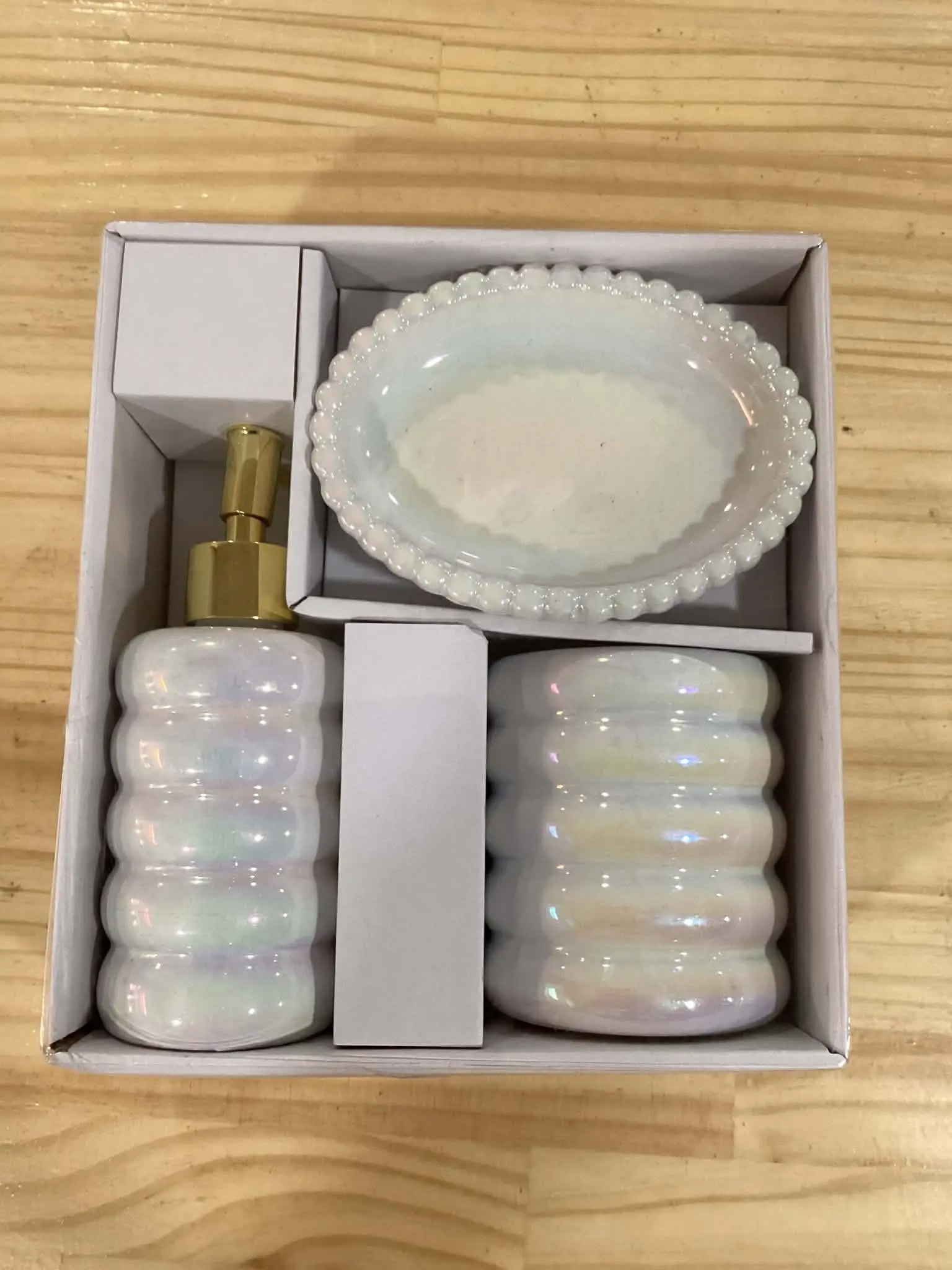 3-Piece Iridescent Ceramic Bathroom Accessory Set