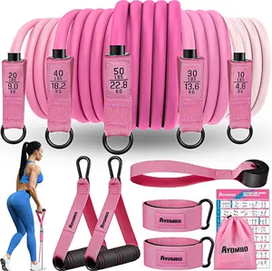 Resistance Bands with Handles for Strength Training, Full Body Workout Equipment for Home Gym, Includes Door Anchor & Ankle Straps, Portable Exercise Bands for Men & Women Outdoorfun