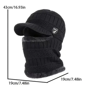 Men's & Women's Winter  Beanie Hat with Detachable Collar - Full-Face Mask-like Coverage, Thickened Warmth for Skiing, Snowboarding, Cycling - Multi-Color Options (Navy, Black, Grey) - Convertible Neck Warmer