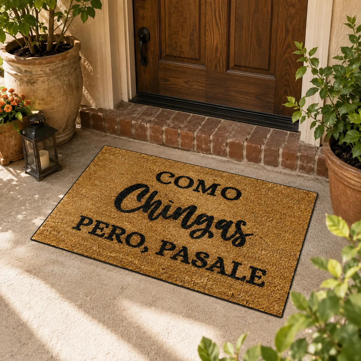 Funny Spanish Welcome Doormat, COMO CHINGAS PERO PASALE Door Mat, Humorous Entryway Rug, Non Slip Front Door Mat, Indoor Outdoor Home Decor Mat