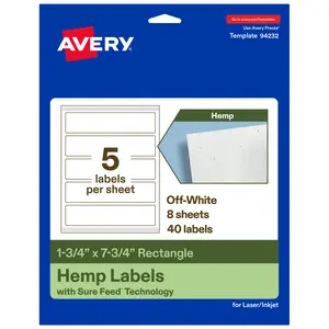 Avery Hemp Paper Labels, 1.75" x 7.75" Rectangle