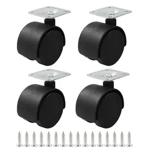 4 count 1.5 Inch Plastic Caster Wheels, Swivel Caster Wheels, Replacement cart casters for workbenches and Tables (Black)