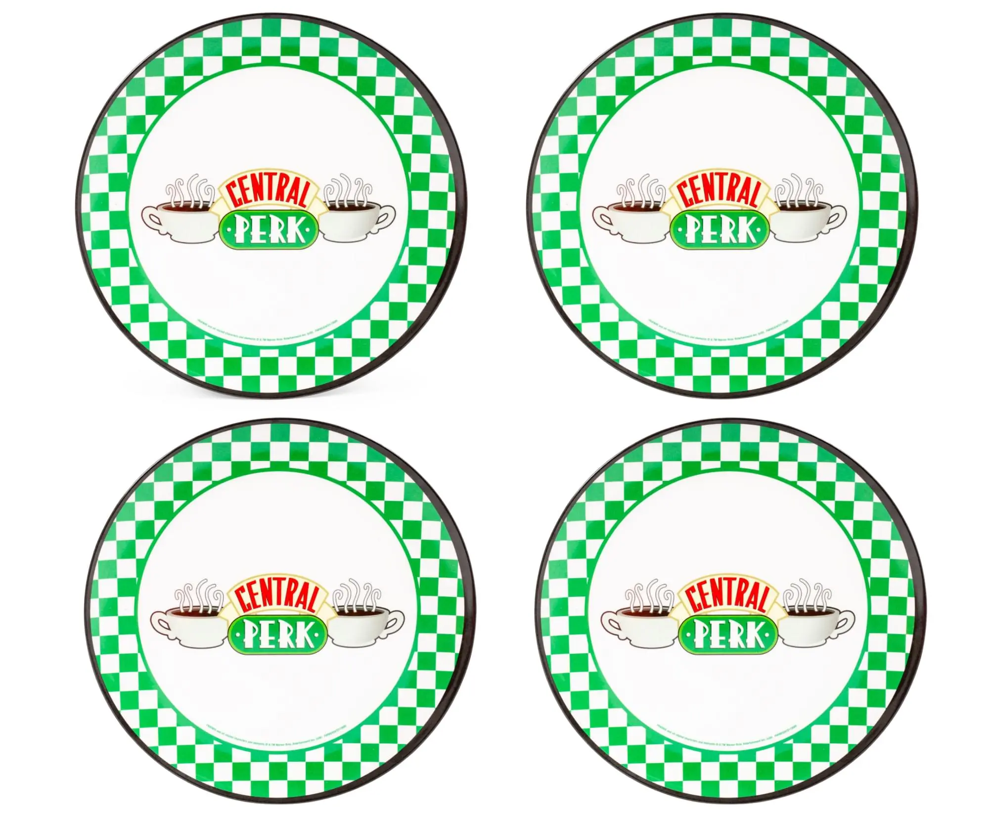 Friends Central Perk Checkerboard Logo 10-Inch Melamine Dinner Plates | Set of 4 Friends Central Perk Checkerboard Logo 10-Inch Melamine Dinner Plates | Set of 4
