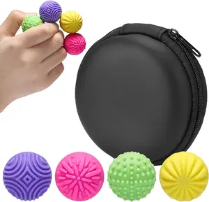 Magnetic Sensory Fidget Balls 4-Pack - Silicone Stress Relief Toys for Adults Teens with Autism ADHD Anxiety Quiet Executive Desk Fidget Magnets for Office Fun Textures Roller Travel Toys Gift