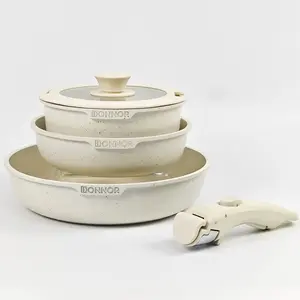 black friday deals 2025 5pcs Pots and Pans Set Nonstick Ceramic Cookware Set PFAS-Free Detachable Handle with Lids Induction Cookware