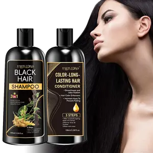 Black hair dye shampoo, plant extract, Color preserving, coloring without damaging hair, combined with hair conditioner to stabilize color, cover white hair, no need to mix a step of coloring, natural and not stiff, for both men and women