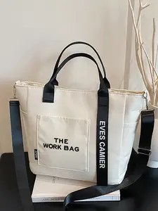 The Work Bag Printed Tote Bag, Fashion Shoulder Bag, Multi-Functional Handbag, Large Capacity Travel Storage Bag, Shopping Bag, Makeup Bag, Soft Commuter Tote, Casual Tote Bag