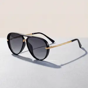 Aviation Sunglasses Women Brand Designer Pilot Sun Glasses Uv400 Simple Fashion Suitable Shades Gold Trim Black Frame Unisex