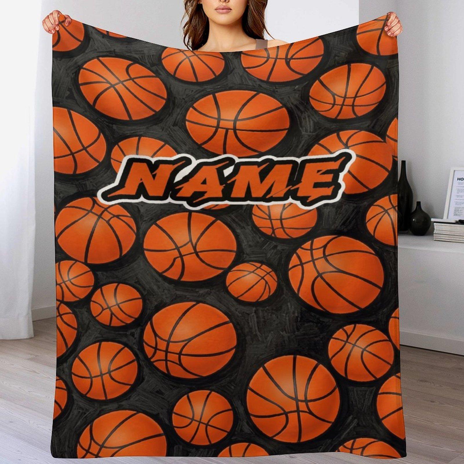 Custom Name Basketball  Themed Blanket ,Personalized Name Gift ,Suit for The Sofa, Bed, Travel, Camping, Living Room, Office, Chair，Gifts for Family or Child  ,Friend , Send your custom text via shop chat to personalize