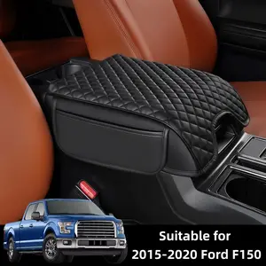 For Ford F150 2015-2020 Center Console Armrest Cover , High-Density Memory Foam & Soft Leather Armrest Pad with Built-in Storage, Anti-Slip Scratch-Resistant Car Interior Decor & Protector for F150 Truck