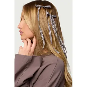 Gingham Bow Hair Clip Set