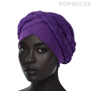 Women’s Solid Color Braided Milk Silk Turban Hat - Multi-Purpose, Skin-Friendly Head Scarves with Double Braids, Full Coverage Chemo Beanie Wrap, Lightweight Stretchy Hair Cover for Daily Wear & Sleeping, Multi-Purpose Head Scarves