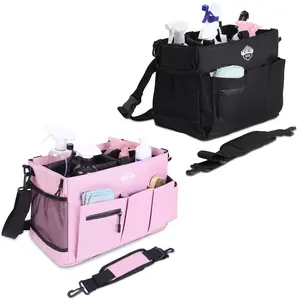 The portable cleaning kit features adjustable shoulder and waist straps for easy carrying and storage. The portable cleaning kit features adjustable shoulder and waist straps for easy carrying and storage.
