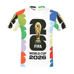 FIFA World Cup 2026 Men's T-Shirt with Trophy Design – Polyester Colorful Trophy Design Graphic Print Soccer Fan Short Sleeve Tee