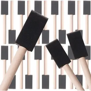 27 Pack 1 Inch Foam Sponge Paint Brushes Set Wood Handle Painting Tools for Crafts Staining DIY Projects