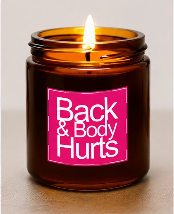 Funny Birthday Candle Gift, Back & Body Hurts Scented Candle for Women and Men, Unique Gag Gift for 30th, 40th, 50th & 60th Birthday, Long-Lasting Soy Wax