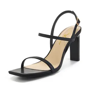 Athlefit Women's Strappy High Heels Square Open Toe Heeled Sandals Ankle Strap Dressy Wedding Party Shoes Footwear Summer Girl Tactical