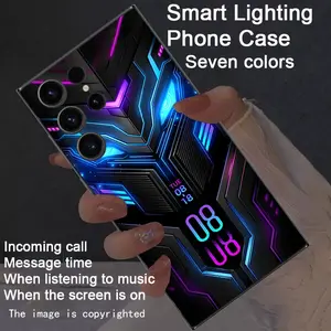 compatible For Galaxy S25Ultra/S24/S22Ultra/S23Ultra/S21Ultra/S20Ultra/S10+/S10/S10 5G/Note20Ultra/Note10+/A55/A54/A53/A52/A35/A34/A33/A25/A23/A15/A14 Accessories, Colorful Intelligent Luminous Voice Controlled Phone Case - Night Light Technology