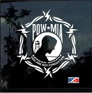 Pow Mia Barbed Wire Window Decal Sticker
