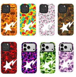 BAPE Full-Color Camouflage "Lightning Star" phone Cases For iPhone 12,13,14,15,16,17 Promax Pro Plus,It's a great gift for a good friend,gift for him for her Best Gift