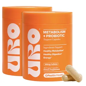 URO Metabolism Capsule 2 Bottle - 100mg Caffeine & Probiotic Support for Healthy Metabolism Digestion & Energy