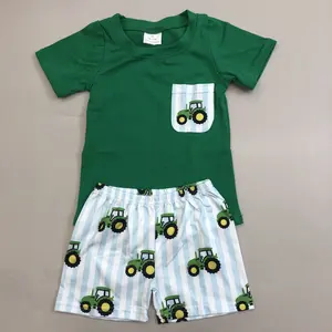 Boy Farm Clothes Pocket Boy Summer Shorts Set
