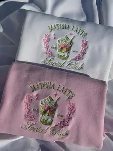 Matcha Latte Social Club Embroidered Crewneck Sweatshirts | Gifts for Matcha Lovers