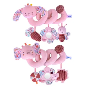 Car Seat Toys, Stroller Toy Baby Spiral Hanging Toys for Sensory Exploration, Newborn Toys for Car Seat Stroller Crib Bassinet Mobile with Mirror, BB Squeaker and Rattles, Perfect Halloween and Christmas Birthday Gift For Boys And Girls