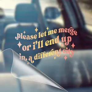 Nationcog "Let Me Merge Or I'll End Up in a Different City" Car Sticker - 9 x 6 inches Waterproof Vinyl for Cars Trucks Windows Laptops Water Bottles
