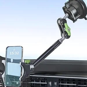 360° Rotating Metal Arm Cell Phone Holder - Ultra-Stable Suction Cup Car Phone Stand, Windshield/Truck Mount, Universal Antifreeze Ice Remover, Decorative Collectible Tablet Mount, Outdoor Parking Photo Clip, Cell Phone Holders