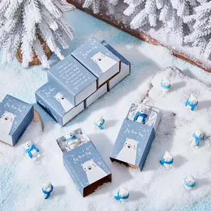 Mini Resin Figures Gift Boxes 12/24/36/72/100 Sets Polar Bears with Positive Container Inspirational Bluk Emotional Support Gifts for Students Coworker Employee Friends for Winter New Year Party Favor Office Desk Decor Exchange Ideas