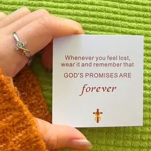 Gods' Promises Are Forever Infinity Cross Ring Inspirational Jewelry Engraved Faith CZ Cross Ring for Daily Wear