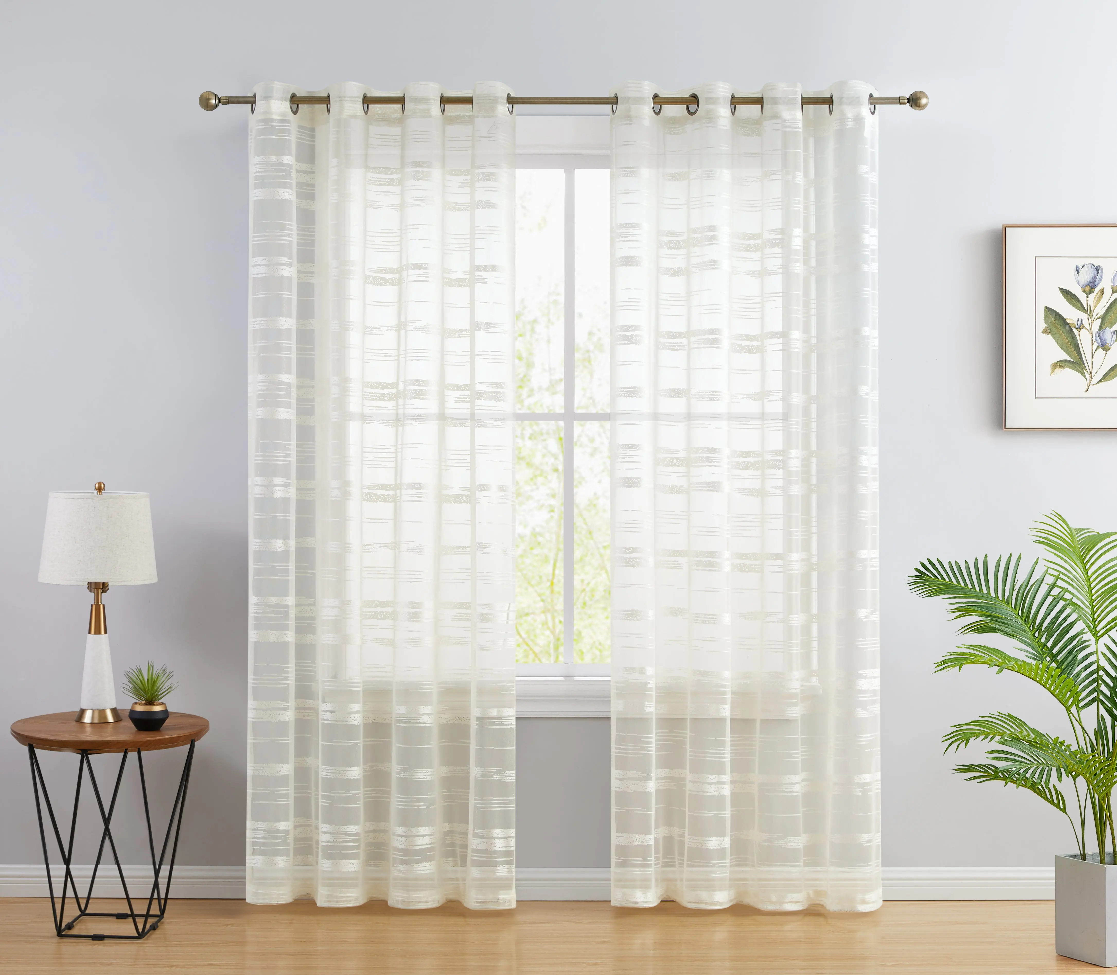 Lowes - Broadway Stripe Sheer Grommet Curtain Panels