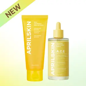 [APRILSKIN Official] 2-Step Smooth Skin & Brightening SetㅣCalendula Peel Off mask & A.C.E Vita Kojic Serum for Brightening of Face & Body | Gentle Exfoliation for Clogged Pores & Dead skin Cells | Korean Skincare for Glass Glow