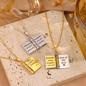 Love Book Necklace for Daughter or Son My Campeón Engraved Meaningful Gift for Kids Granddaughter Birthday Mother's Day Christmas Photo Pendant Adjustable Handmade Unisex, Valentine's Day Gift