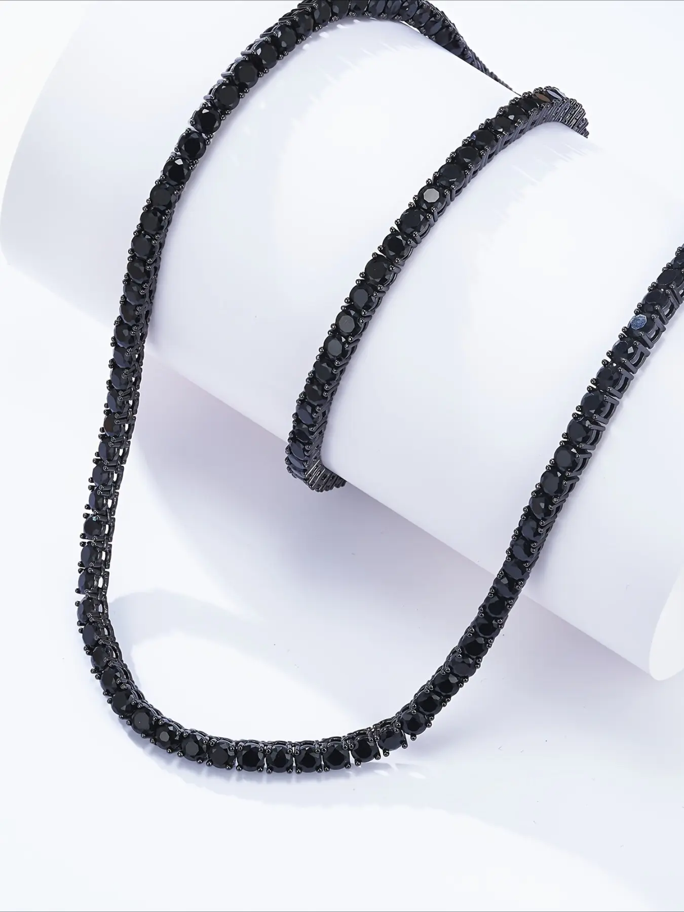 4Mm Black Tennis Chain, Black Necklace, Cuban Link Design Chain, Copper Chain Jewelry, Electroplated Black, Hip-Hop Style, Thanksgiving, Christmas, Father'S Day, Holiday Gifts, Everyday Gifts.