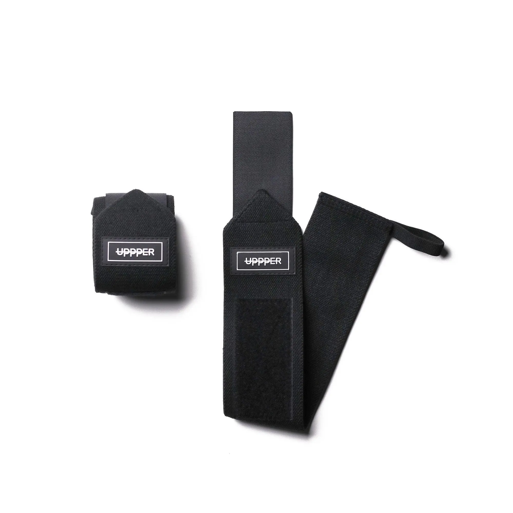 UPPPER Wrist Wraps Black 2.0 - 19" Wrist Support for Powerlifting and Gym Workouts, Hook-and-Loop Closure, Thumb Loop