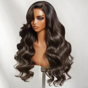 【LIVE SALE】Nadula Rich Chocolate Brown with Caramel Highlights 13x4 Body Wave Human Hair Lace Frontal Wig with Drawstring Ready to Wear Glueless Wig