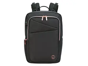 Swissdigital KATY ROSE Black Massage Backpack - Stylish Travel & Work Bag with Patented Massage System -  Smart USB Charging Port - RFID Protection -  Fits 16" Laptop  SD1006M-01